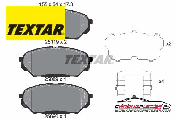 Achat de TEXTAR 2511901 Kit de plaquettes de frein, frein à disque pas chères