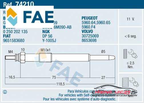 Achat de FAE 74210 Bougie de préchauffage pas chères